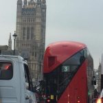 Helen Mirren loving the new route master bus in London